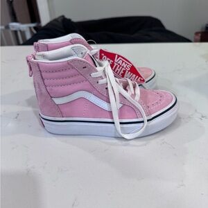 Vans Kids Pink and White High-Top Sneakers